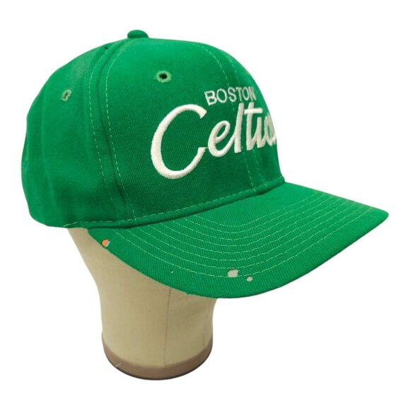 Boston Celtics Script Cap Vtg 90s READ Moth Holes Snapback Sports Specialties - Picture 3 of 16